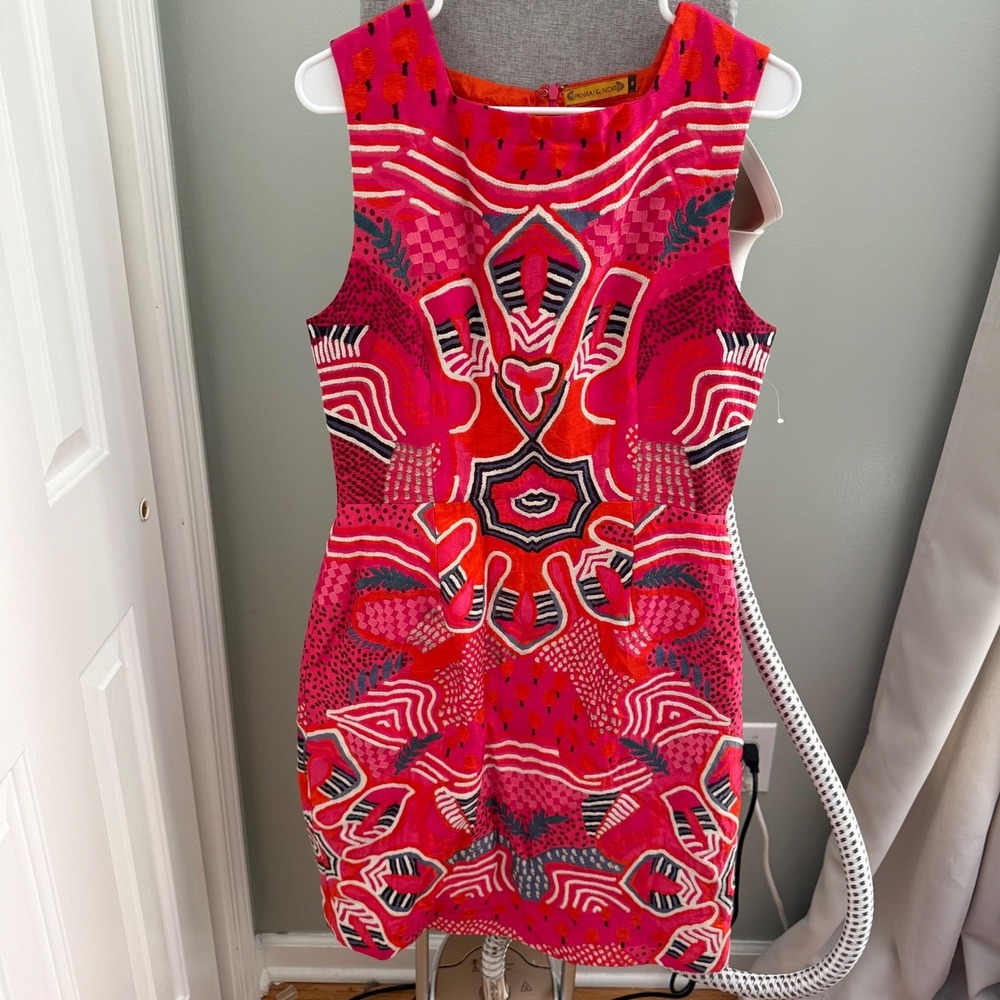 Anthropologie Pankaj & Nidhi Twilight Temple Silk Dress Embroidered Boho Size 8